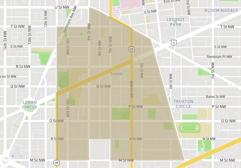 Map of Shaw, Washington DC