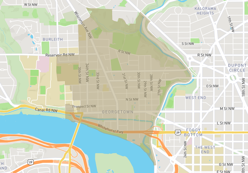 Map of Georgetown, Washington DC