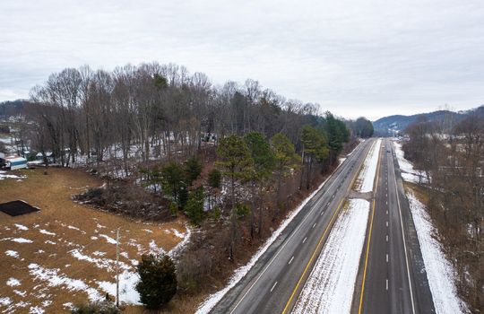 highway, aerial, snow