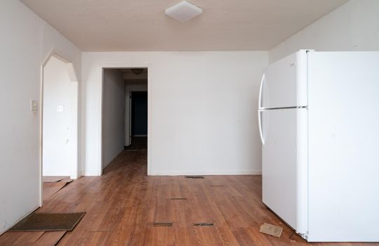 refrigerator, kitchen, room, doorway