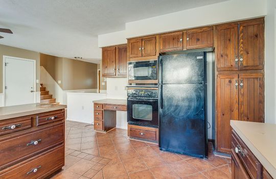 kitchen, refrigerator, stove, microwave