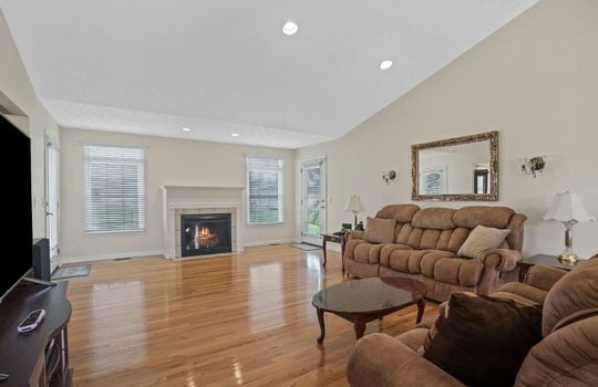 family room, living room, fireplace