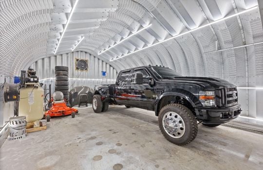 detached garage, tools, truck