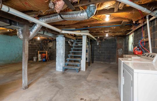 basement, unfinished, stairway