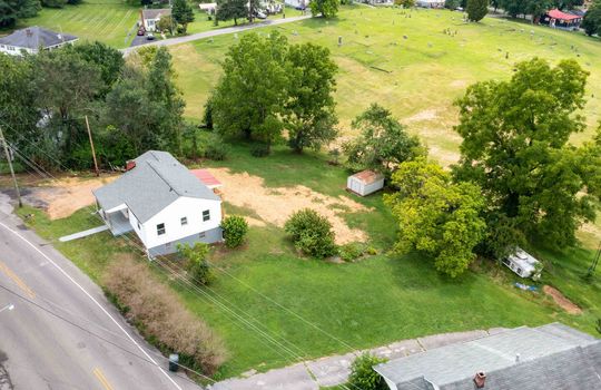 aerial, view, house, road