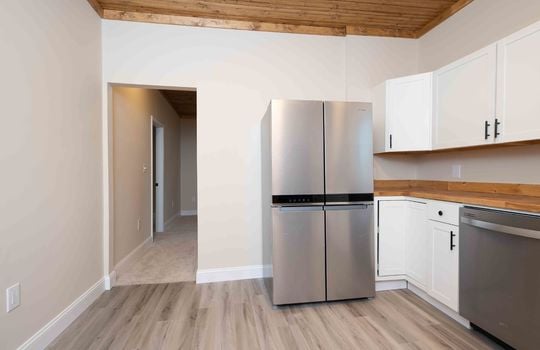 kitchen, fridge, countertops