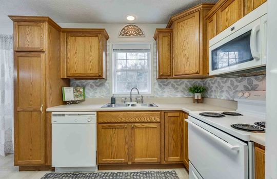 Kitchen, Cabinets, Dishwasher, Sink, Stove, Microwave, Window