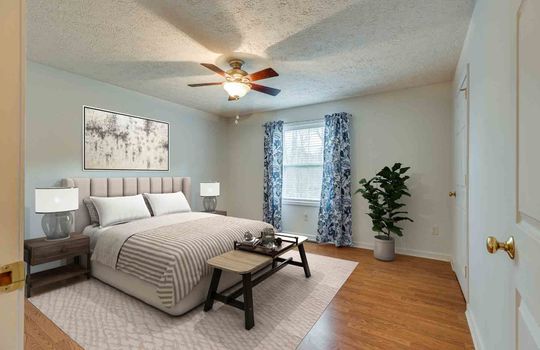 Bedroom, Virtual Staging, Ceiling Fan, Window, Luxury Vinyl, Closets