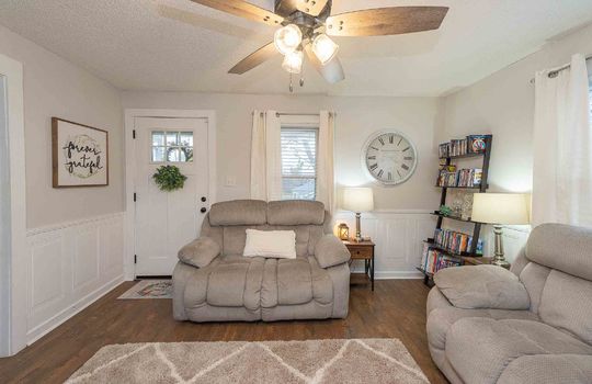 Living Room, Entryway, Ceiling Fan, Luxury Vinyl Flooring, Window