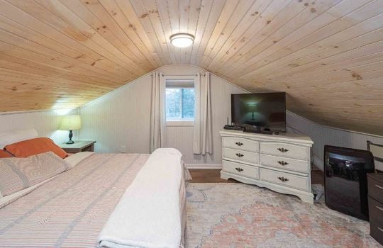 Bedroom, Window, Wooden Ceiling, Light Fixture