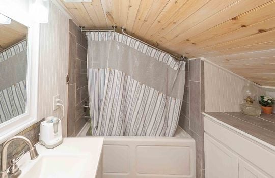 Shower, Sink, Countertop, Wooden Ceiling