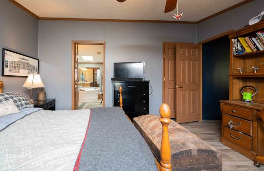Bedroom, Ceiling Fan, Doorway, Luxury Vinyl Flooring