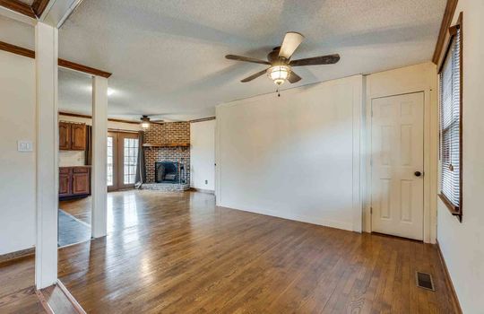 living room, ceiling fan, hardwood flooring