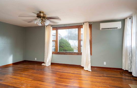 living room, window, ceiling fan, hardwood flooring