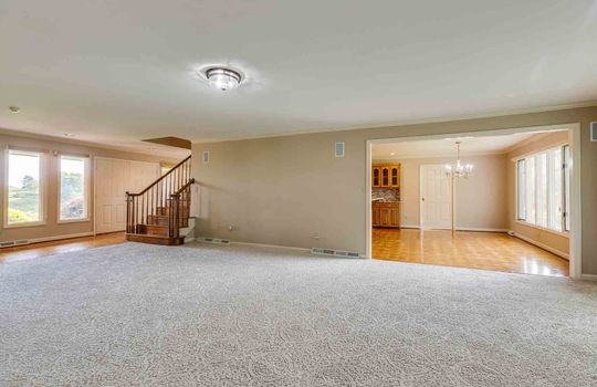 family room, stairs, carpet, hardwood flooring