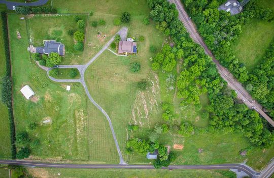Aerial View from back of property, Yard, Field, Landscaping, Driveway, Road