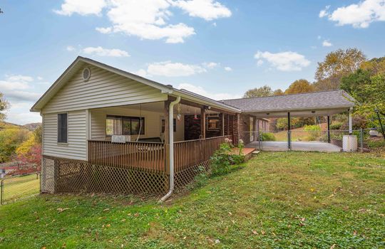 112 Fisher Drive, back porch, carport, back yard