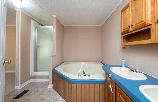 primary bath, shower, garden tub, double sink, cabinet