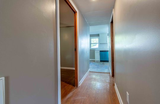 hallway, hardwood flooring, kitchen