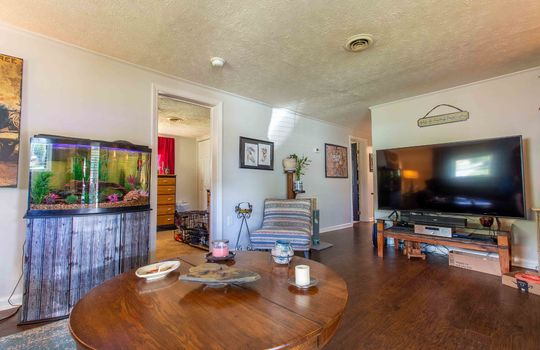 living room, luxury vinyl flooring, recessed lighting