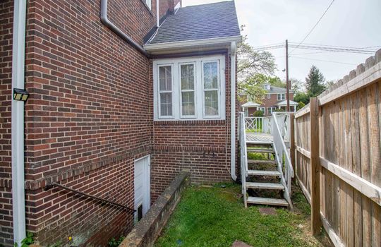 back porch, exterior access to basement