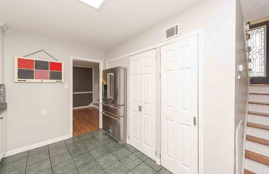kitchen, pantry, refrigerator, , tile flooring, doorway