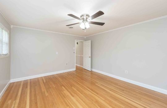 bedroom, ceiling fan, hardwood flooring