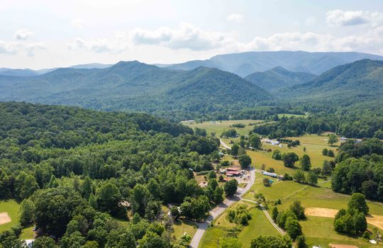 aerial view, 1.10+/- acres, trees, mountains, road