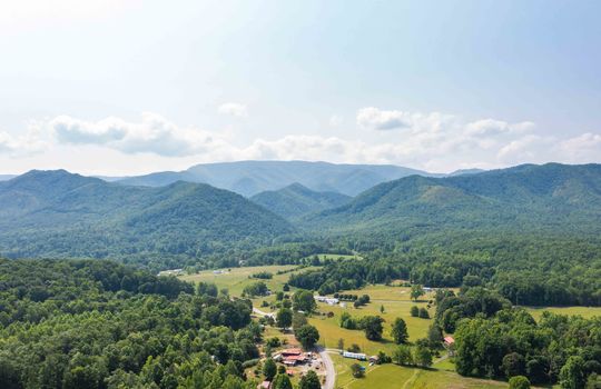 aerial view, 1.10+/- acres, trees, mountains, road