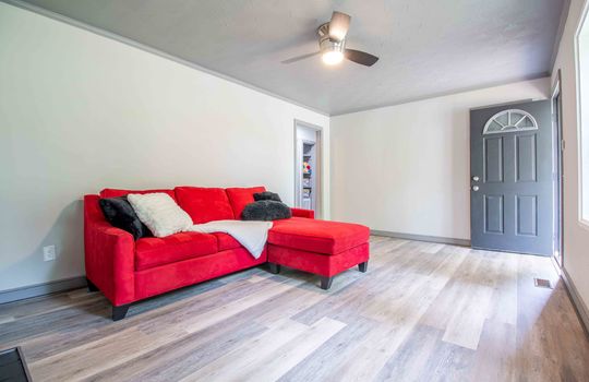 living room, vinyl flooring, front door