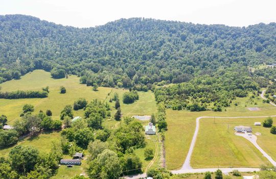 Shepards chapel land, 44.82+/- acres, aerial photo, mountain, pond, barn