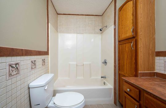 Bathroom, tub/shower, linen cabinet