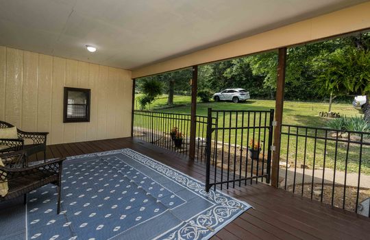 covered front porch, gate,