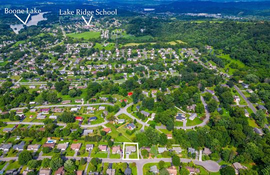 aerial view, property outline, proximity to Boone Lake, proximity to Lake Ridge School, mountains