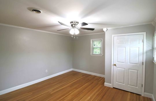 bedroom, closet, ceiling fan, hardwood flooring