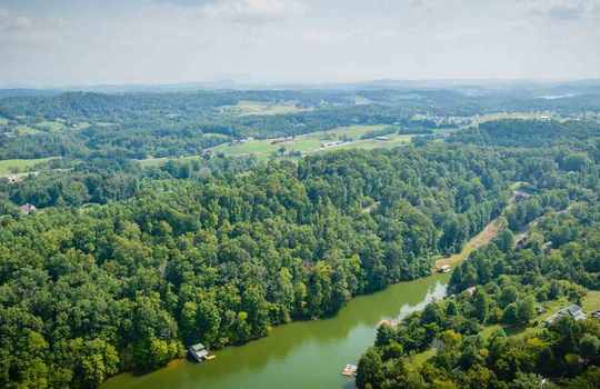 aerial view of property, 4.5 +/- acres, lake views, Boone Lake, trees, mountains