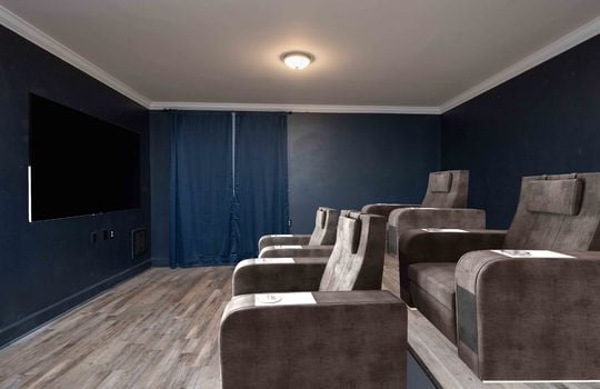 Basement bonus room staged as a movie room