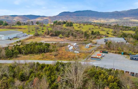 aerial view, commercial property, industrial property, 1.01+/- acres, road frontage, trees, mountain view