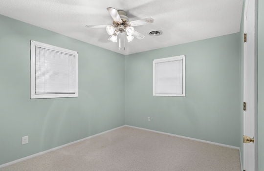 freshly painted bedroom, ceiling fan, carpet