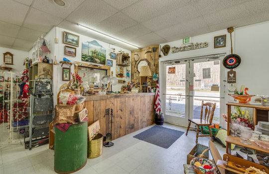 commercial building, entry way, entryway display, antiques