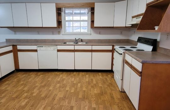 kitchen, cabinets, sink, countertops, stove, dishwasher, window above sink