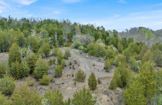 48+/- acres, Stone Drive, Kingsport, undeveloped land, trees, businesses, aerial photo, mountain views
