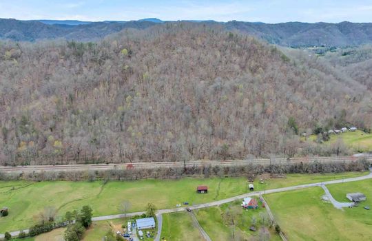 land, aerial view, trees, clearing, neighboring property, mountain views, 14.75+/- acres