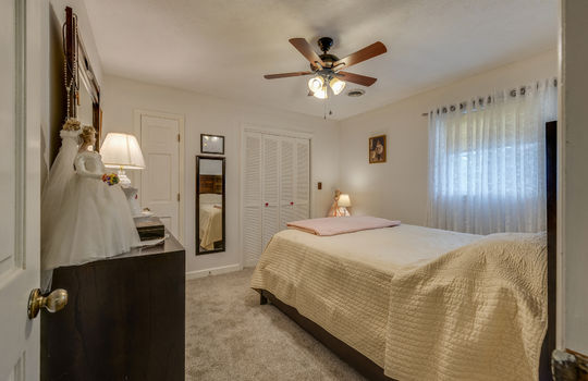bedroom, closet, carpet, ceiling fan, windows