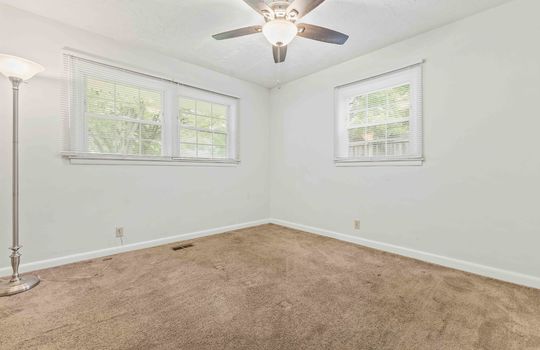 bedroom, carpet, windows, ceiling fan