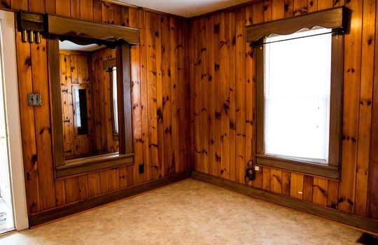 dining area, knotty pine walls,