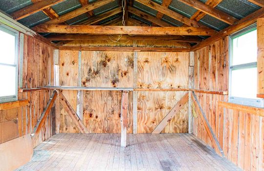 wood interior to storage shed