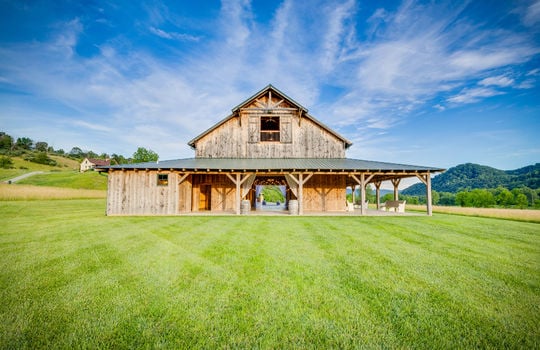 event venue barn, covered porch, mountain views