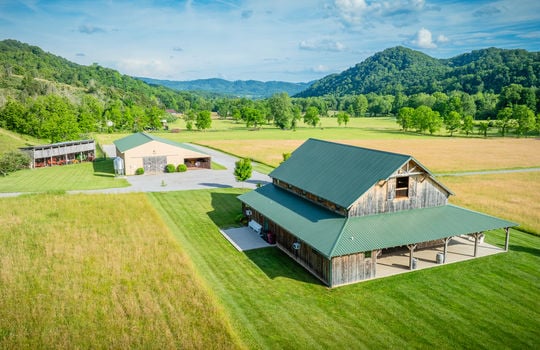 event venue barn, metal roof, metal hay barn, mountain views, paved parking, 198.92+/- acres
