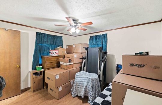 third bedroom, ceiling fan, vinyl flooring, windows